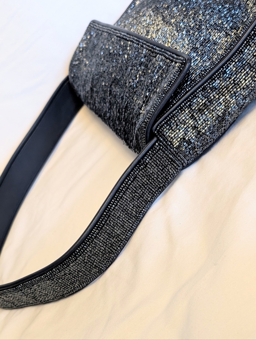 STAUD Tommy Beaded Bag Navy Sparkle - Picture 4 of 11